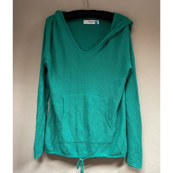 Anthropologie Sparrow Womens Green Waffle Knit Hoodie Pullover Sweater Large - Picture 1 of 8